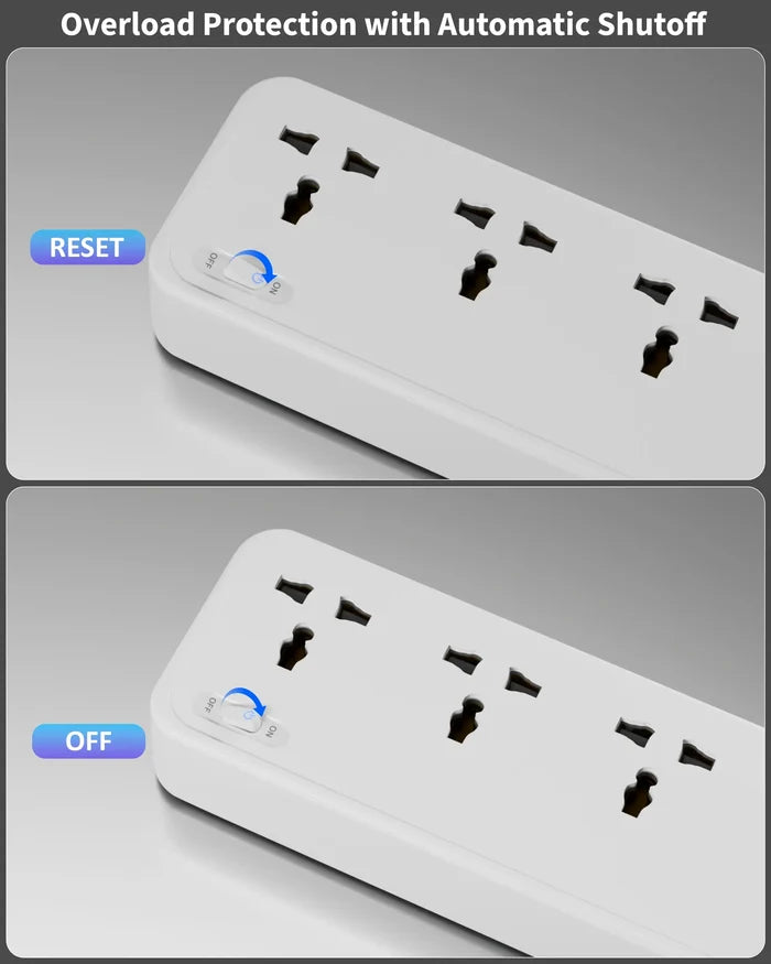 FEDUS Surge Protector, 5 Universal Sockets with Individual Switch, Extension Board Cord, Automatic Overload Protection, Fireproof Power Strip Switch Board, Spike Guard FEDUS