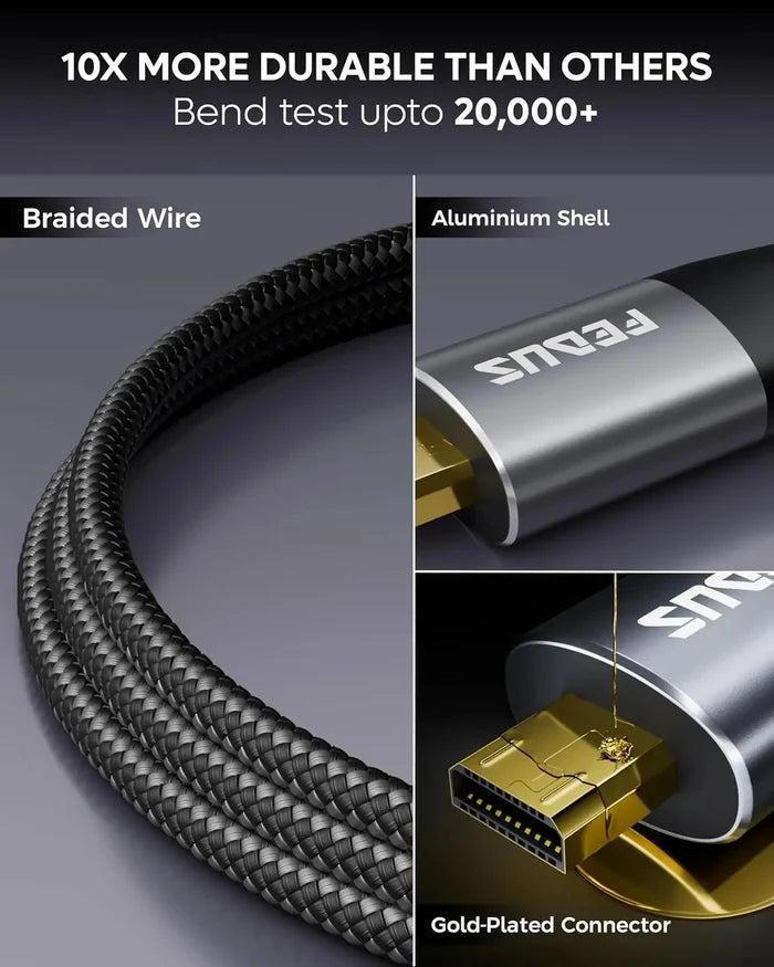 FEDUS UltraStream 4K Micro HDMI to HDMI Cable Adapter 60Hz 18Gbps 1.5 Meter High-Speed Cord for Raspberry Pi 5/4, GoPro Hero 11/10/7, Sony A6400 Camera, DSLR, Tablet, Projector, Samsung G8, G9, Cam Link FEDUS