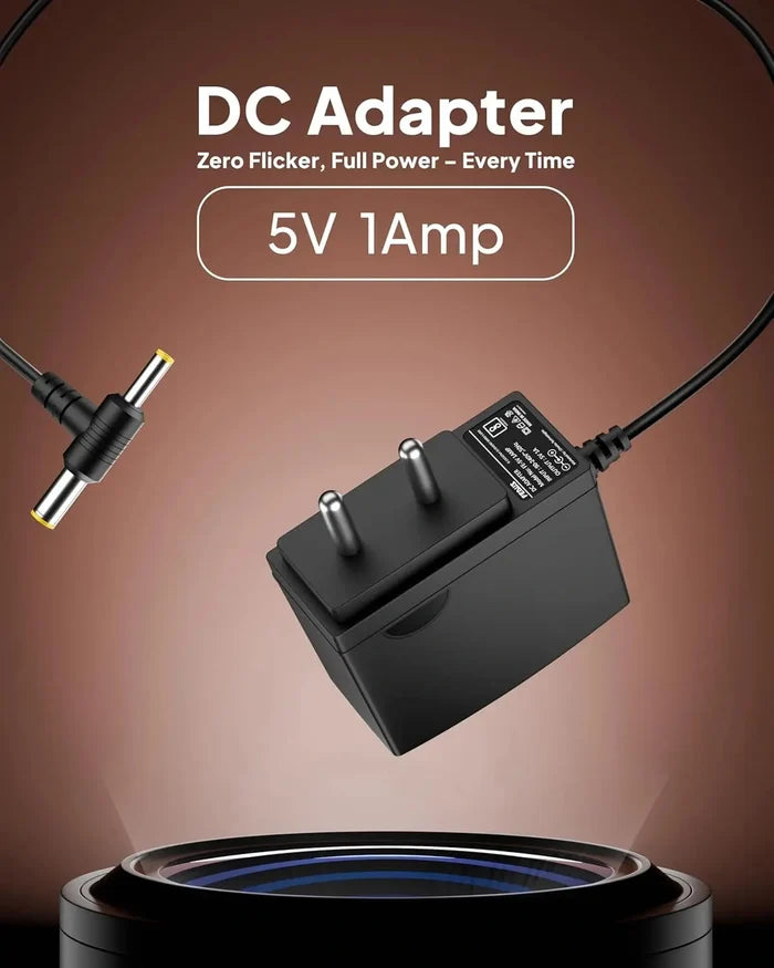 FEDUS VOLTURA 5V 1A DC Power Adapter (2 Meter Long Wire) | 5 Volt 1 Amp AC to DC Charger for Set Top Box, CCTV, Router, LED Strip | Dual Connector (5.5mm & 4.0mm Pin) | Surge Protection & ABS Body FEDUS
