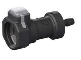 Female CPC output coupling for power parts, black plastic with silver latch