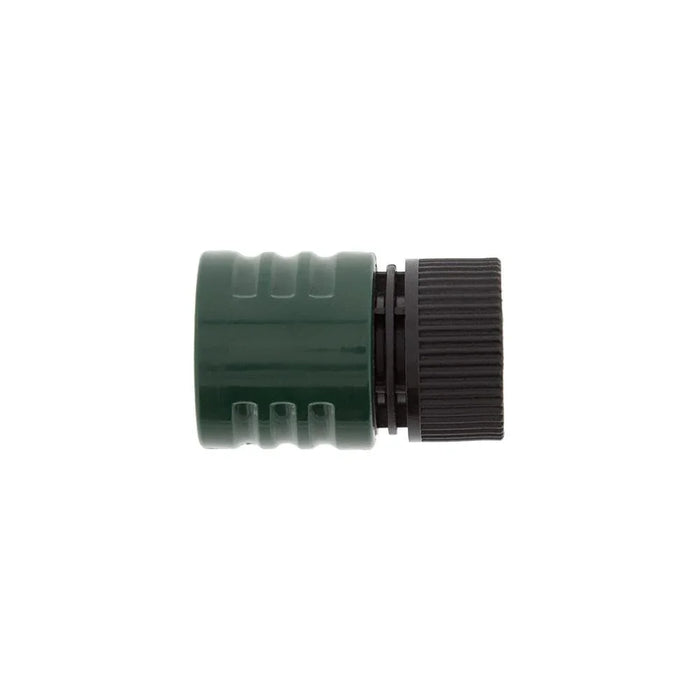 Female quick connect fitting with green plastic grip and black threaded end