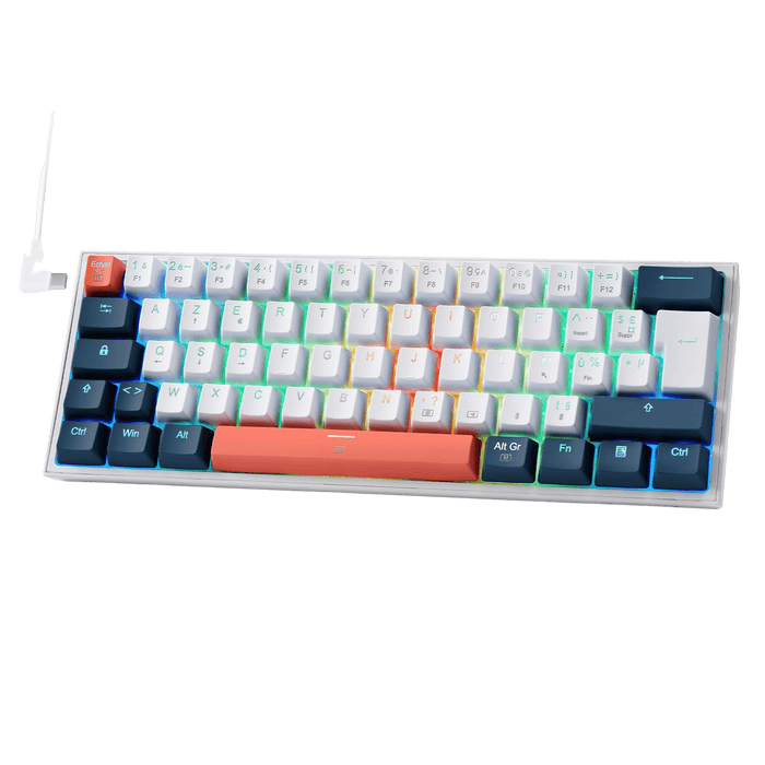 Clavier gaming Redragon K617 RGB, filaire, 60 %, clavier mécanique compact, 61 touches, commutateurs linéaires rouges, compatible avec le pilote Pro, disposition FR