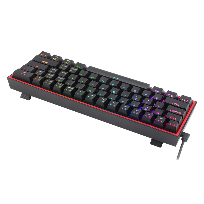 Redragon K617 Fizz 60% Wired RGB Gaming Keyboard, 61 Keys Hot-Swap Compact Mechanical Keyboard w/ 16.8M RGB Backlight, Red Inner Design, Programmable Linear Red Switch, Pro Software