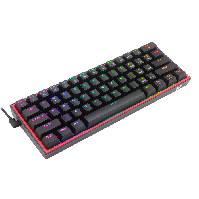 Redragon K617 Fizz 60% Wired RGB Gaming Keyboard, 61 Keys Hot-Swap Compact Mechanical Keyboard w/ 16.8M RGB Backlight, Red Inner Design, Programmable Linear Red Switch, Pro Software