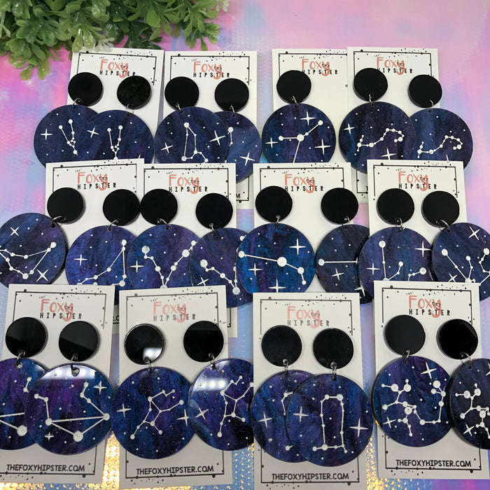 GEMINI Astrology Zodiac Constellation Dangle Drop Earrings