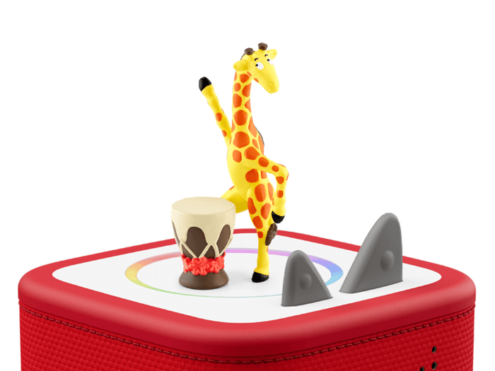 Giraffes Can't Dance Tonie on a Red Toniebox
