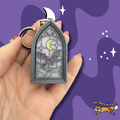 Gothic Stained Glass Dragon and Moon Fidget Clicker Keychain