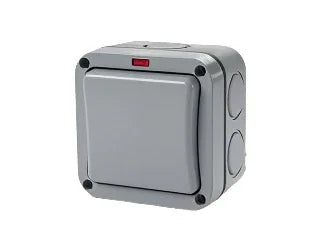 Grey industrial replacement switch with red indicator, suitable for power equipment