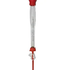 Glass barrel hydrometer with red caps for precise liquid measurement