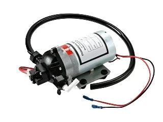 12V DC water pump with wiring and hoses for power supply and facility management systems
