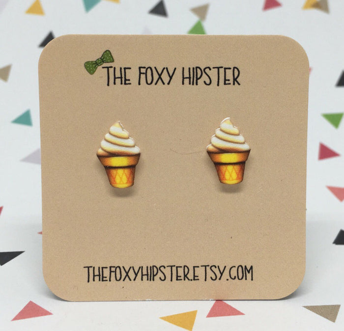 Ice Cream Cone Emoji stud Earrings