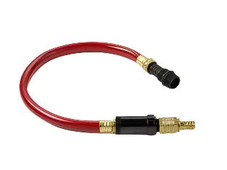 Inline regulator assembly with red hose and brass fittings for power equipment
