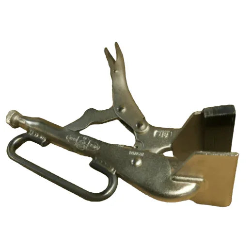 Heavy-duty metal jar puller tool with textured grip and forked clamp, used for battery maintenance