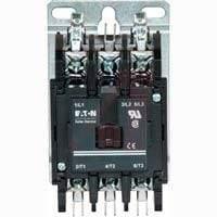 Industrial line contactor electrical component with screw terminals and label markings