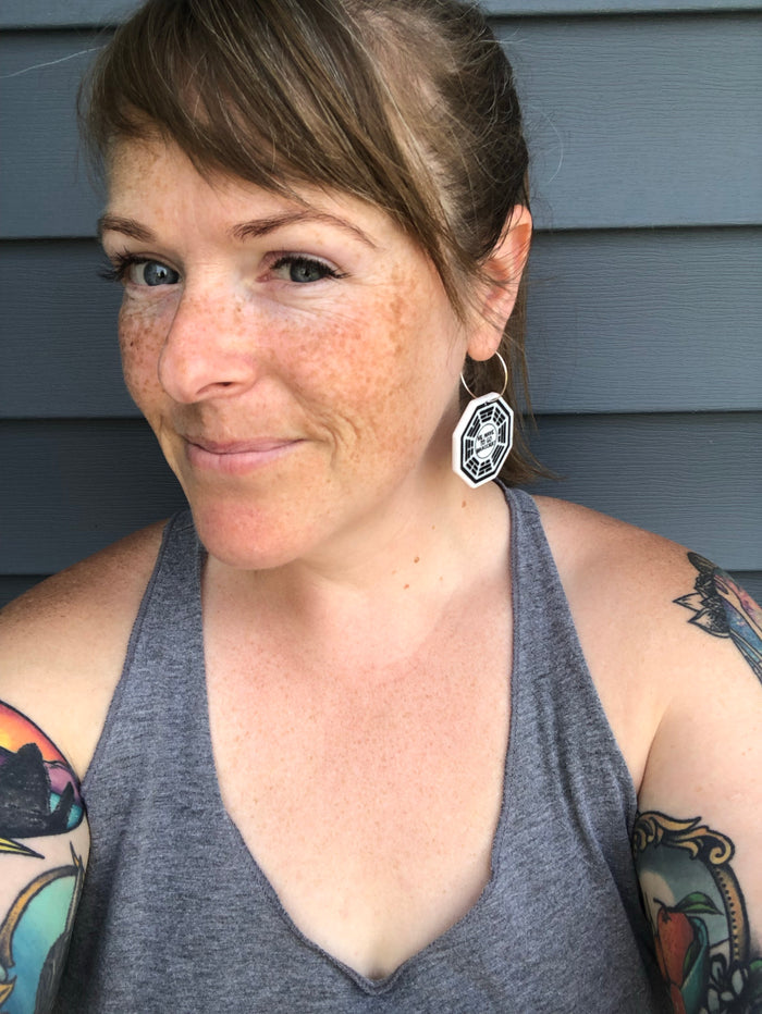 LOST Dharma Initiative We have to go back Hoop Earrings