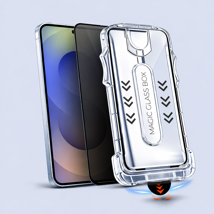 Magic Box Privacy Tempered Glass with Alignment Tray & Nanbo High Aluminium Technology for Iphone 18 Pro
