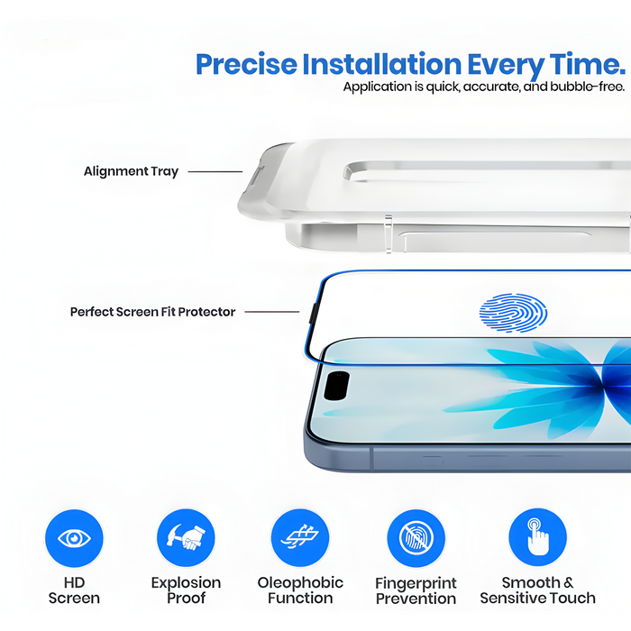 Magic Box Privacy Tempered Glass with Alignment Tray & Nanbo High Aluminium Technology for Iphone 16 Pro Max