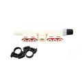 Injector spider system manifold with plastic clips, white component and red seal detailing