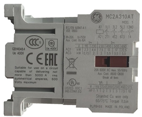 GE MC2A310AT 3 pole miniature contactor