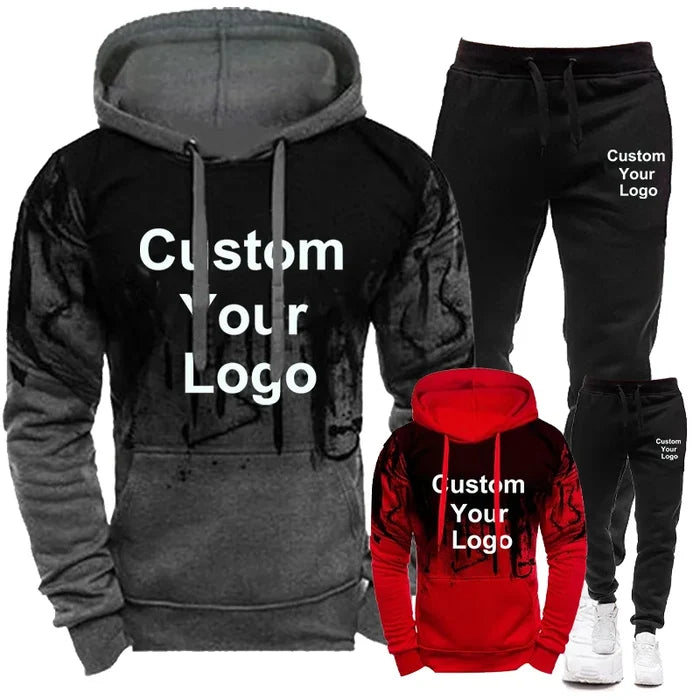 Mens Fashion Custom Your Logo Camouflage Pullover Hoodie and Sweatpant Tracksuit Jogging Suits