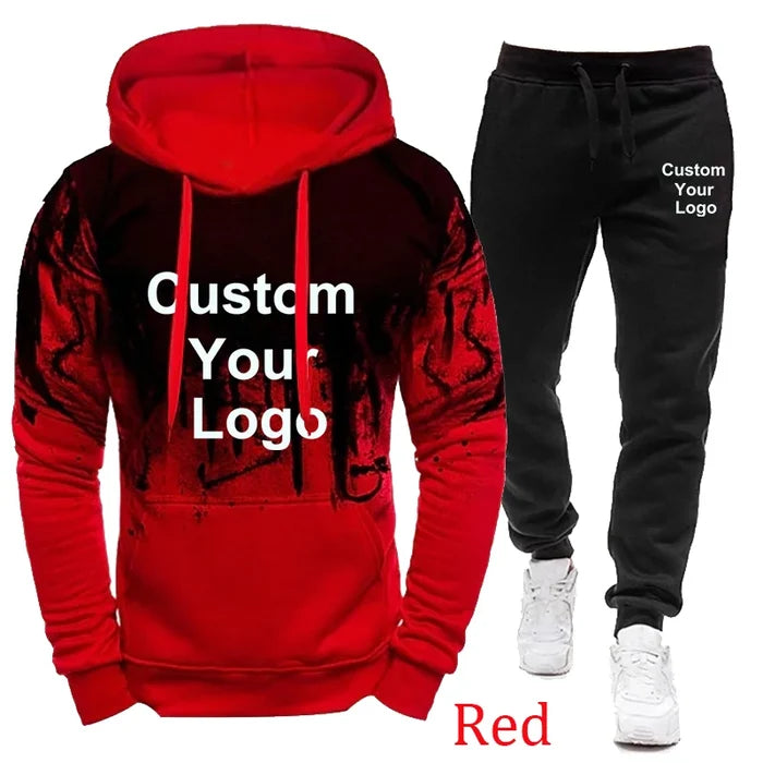 Mens Fashion Custom Your Logo Camouflage Pullover Hoodie and Sweatpant Tracksuit Jogging Suits