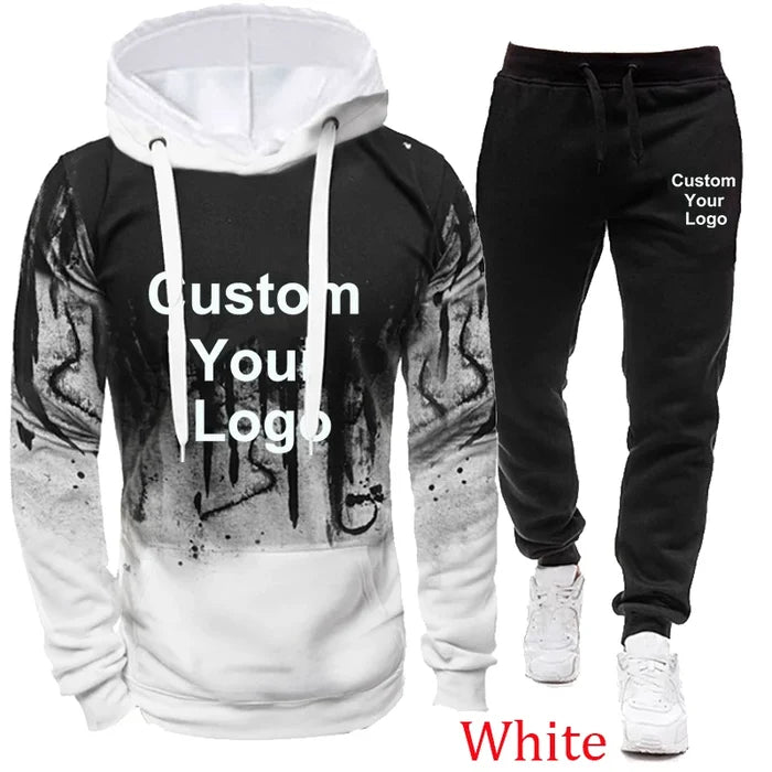 Mens Fashion Custom Your Logo Camouflage Pullover Hoodie and Sweatpant Tracksuit Jogging Suits
