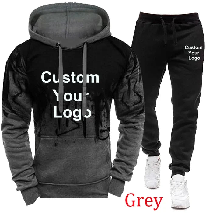 Mens Fashion Custom Your Logo Camouflage Pullover Hoodie and Sweatpant Tracksuit Jogging Suits
