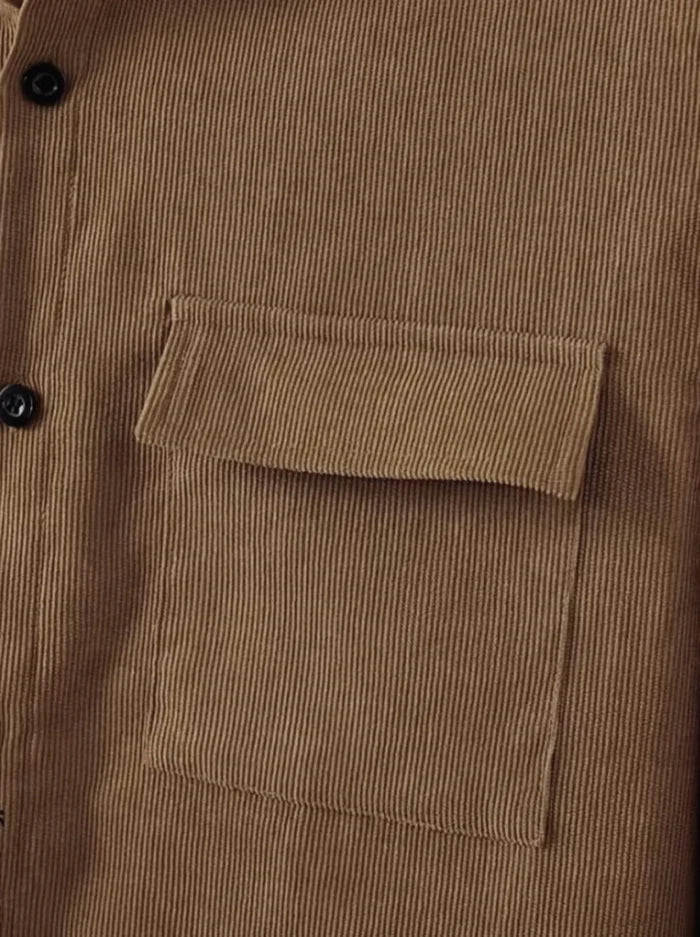 Men's suit Solid color corduroy suit Long sleeve shirt and pants casual suit