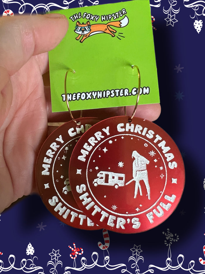 Merry Christmas Shitter’s Full Hoop Dangle Earrings