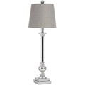 CHROME TABLE LAMP WITH GREY SHADE
