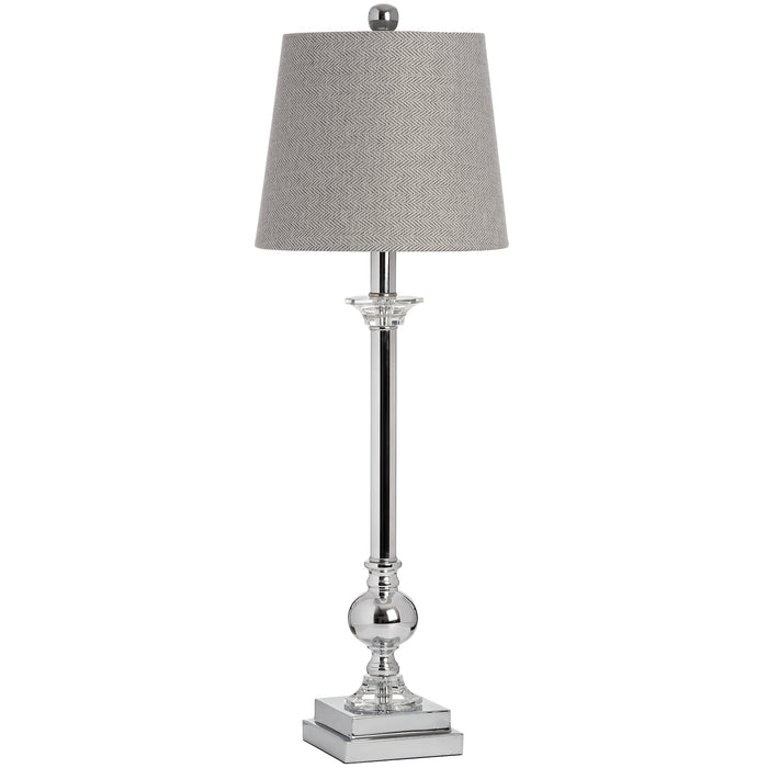 CHROME TABLE LAMP WITH GREY SHADE