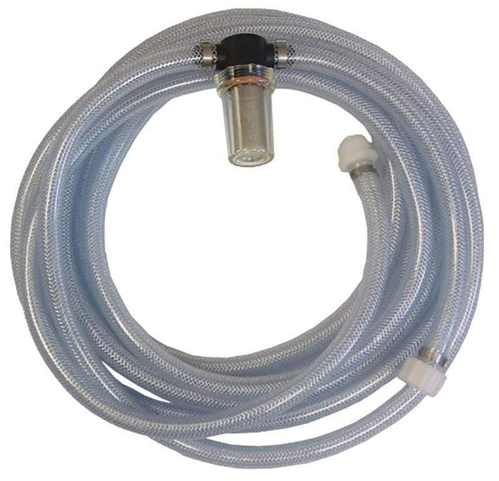 Clear replacement hose assembly with metal connector and fittings for industrial power equipment