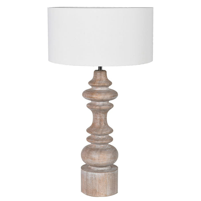 Natural Wood White Wash Table Lamp with Shade