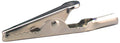 Non-insulated metal alligator clip with serrated jaws for electrical connections