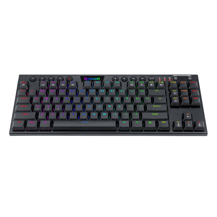 Ultra-Thin Designed Wired Gaming Keyboard w/Low Profile Keycaps, Dedicated Media Control & Linear Red Switch