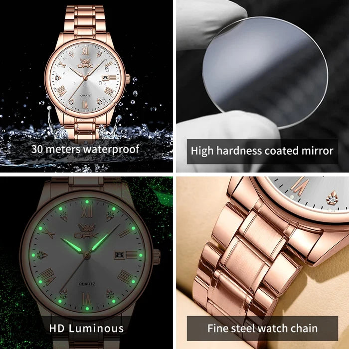 OPK Brand Men's Watch Roman Digital Calendar Quartz Waterproof Luminous Stainless Steel Strap 6025