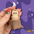 Owl in a Stump Fidget Clicker Keychain