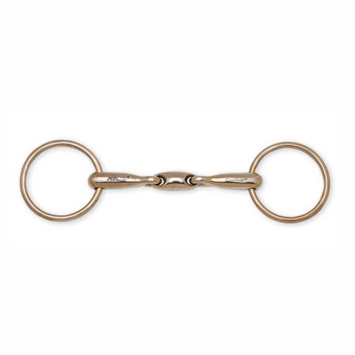 Partrade Double Jointed Bradoon, Oval Link Loose Ring Snaffle – 16mm