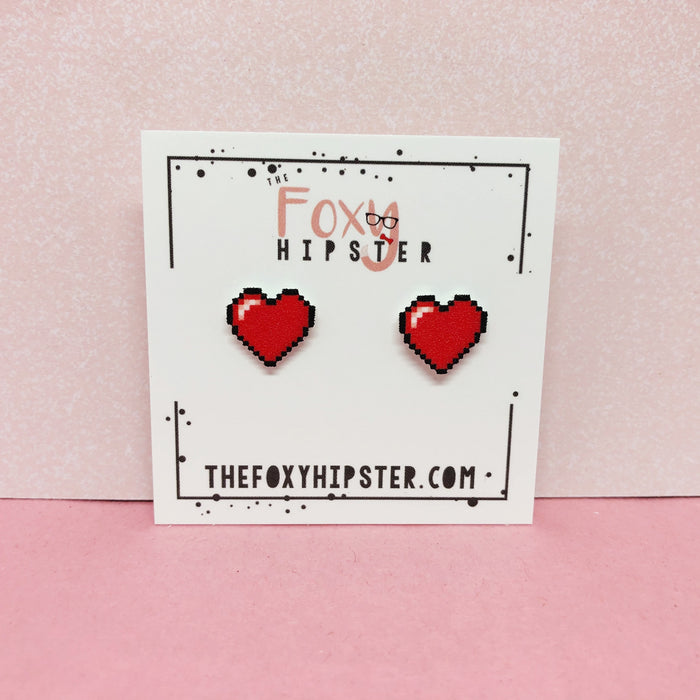 Pixel Heart stud Earrings