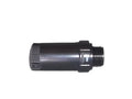 Black cylindrical pressure regulator with threaded end for facility power systems