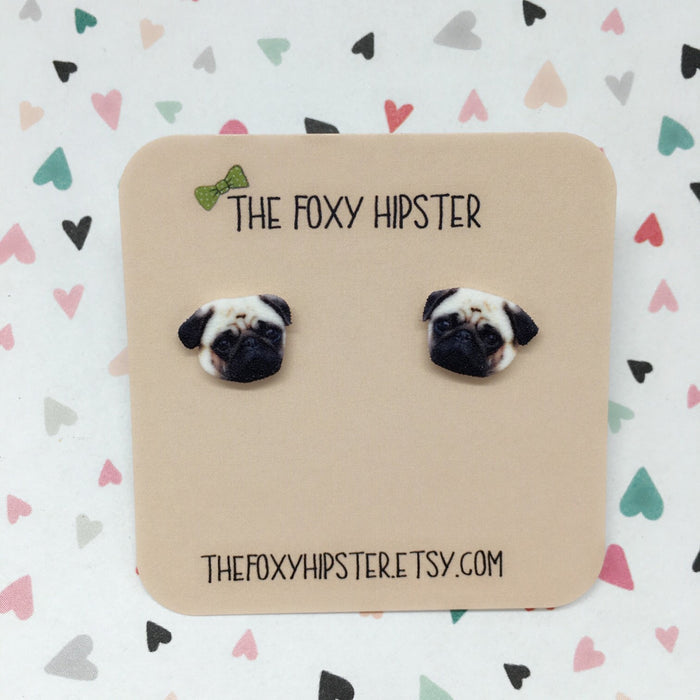 Pug Dog Breed Stud Earrings
