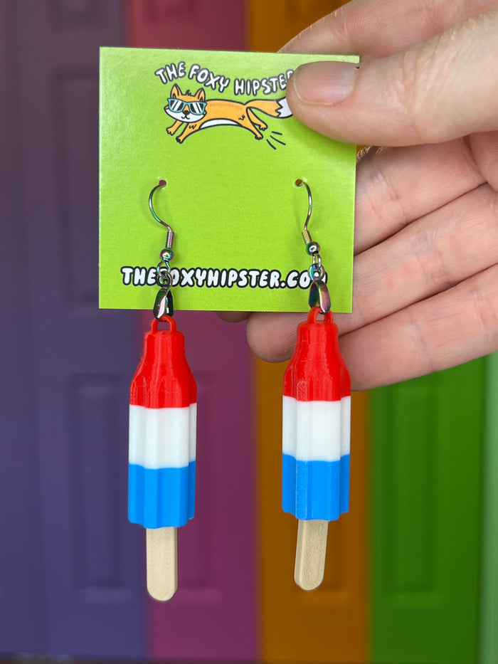 Red White and Blue Ice Pop Dangle Earrings