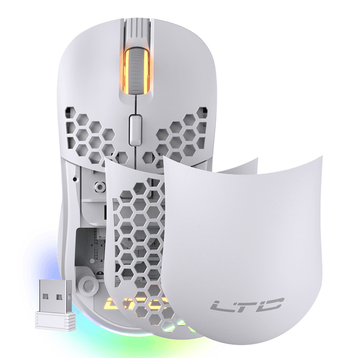 LTC Mosh Pit RGB Wireless/Wired Gaming Mouse with Ultra Lightweight Honeycomb Shell, Adjustable 16,000 DPI