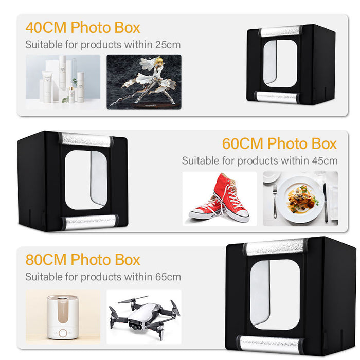 REFLEX CAMERA 100×100×100cm (39.4×39.4×39.4in) LED Light Box Photo Studio | 270 LED Beads 5500K | Foldable Shooting Tent with 3 PVC Backdrops | Large Professional Product Photography