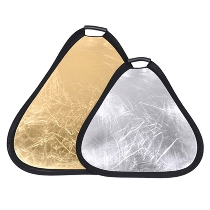 REFLEX CAMERA 2-in-1 Triangle Photography Reflector 60cm (23.6in) | Silver/Gold Reflective Surfaces | Single-Hand Grip | Portable Durable Light Reflector with Carrying Case