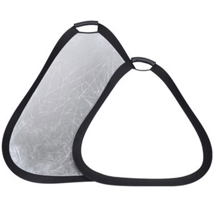 REFLEX CAMERA 2-in-1 Triangle Photography Reflector 60cm (23.6in) | Silver/White Reflective Surfaces | Single-Hand Grip | Portable Durable Light Reflector with Carrying Case