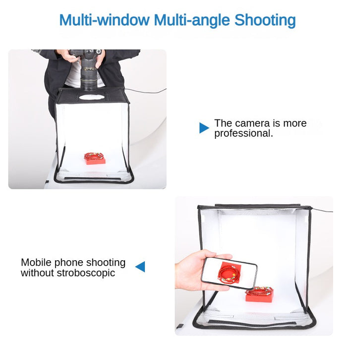 REFLEX CAMERA 30×30×30cm (12x12x12in) Folding Portable Photo Lightbox Studio | 120 Dimmable LED Beads 3200-5500K | 6 PVC Backdrops | USB Powered Softbox for Product Photography Shooting Tent