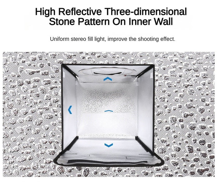 REFLEX CAMERA 30×30×30cm (12x12x12in) Folding Portable Photo Lightbox Studio | 120 Dimmable LED Beads 3200-5500K | 6 PVC Backdrops | USB Powered Softbox for Product Photography Shooting Tent