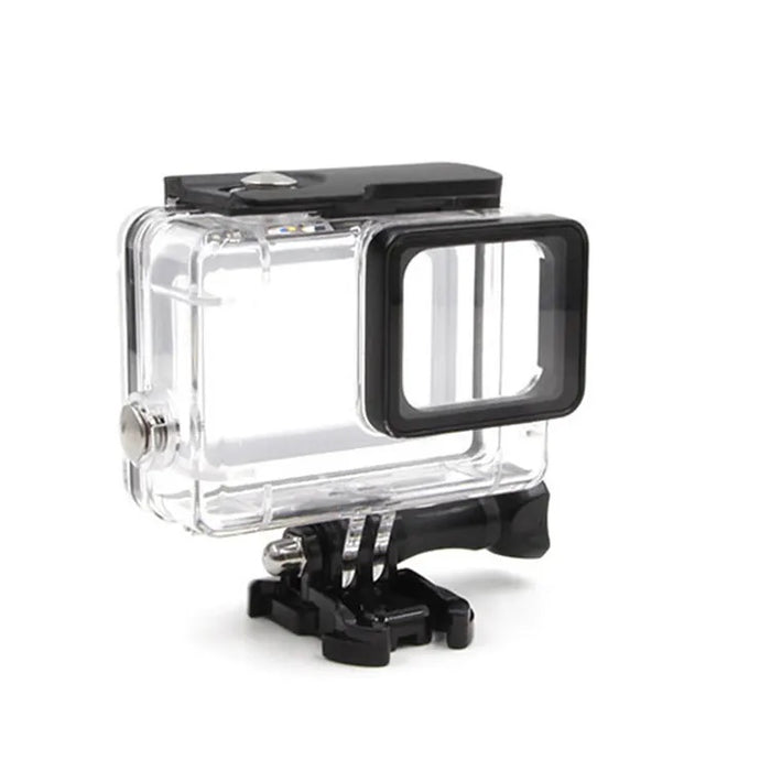 Empty REFLEX CAMERA waterproof housing case for GoPro Hero 5/6/7 Black, showing durable polycarbonate build and clear front lens window