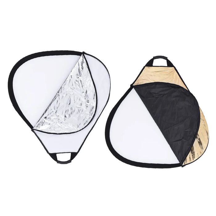 REFLEX CAMERA 5-in-1 Triangle Photography Reflector 60cm (23.6in) | Gold Silver White Transparent Black | Single-Hand Grip | Portable Durable Light Reflector with Carrying Case
